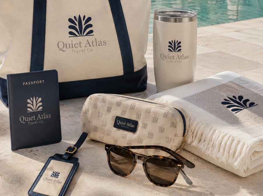 Quiet Atlas – Pre-Made Travel Brand Identity & Logo Kit